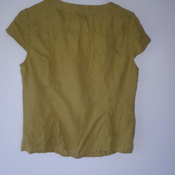 Paul Costelloe Chartreuse Linen Top Sz 8 - Picture 5 of 8